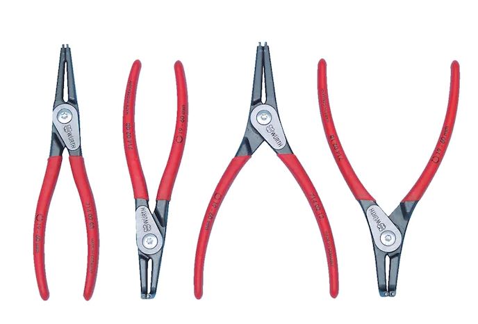 Pliers (WURTH) WURTH CIRCLIP SET, STRAIGHT/CURVED, 4 PCS (071402 30) — 4DELNI (071402 30)