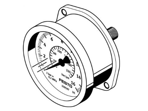 Flanged pressure gauge (FESTO) FESTO FMA-40-10-1/4-EN (159596)