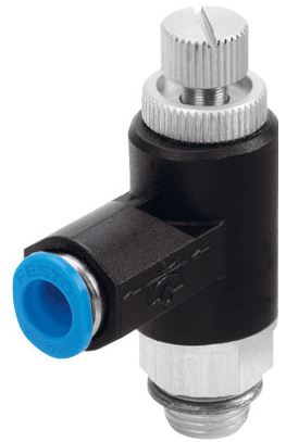 One way flow control valve (FESTO) FESTO GRLA-1/8-QS-6-RS-B (162965)