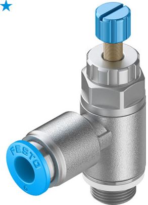 One way flow control valve (FESTO) FESTO GRLA-1/8-QS-6-RS-D (197581)
