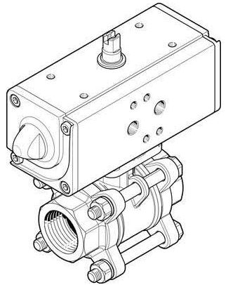 Ball valve actuator unit (FESTO) FESTO VZBA-1/2"-GG-63-T-22-F0304-V4V4T-PP15-R-90-C (1809653)