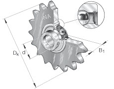 Roller chain idler sprocket units (INA) INA KSR15-B0-06-10-20-08 15×65×28.60 mm
