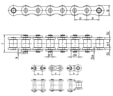 Roller chains (SRC) SRC 48B-2 3"x1"4/5 DIN 8187 — 48B-2  3"*1"4/5 76.20×45.72 mm