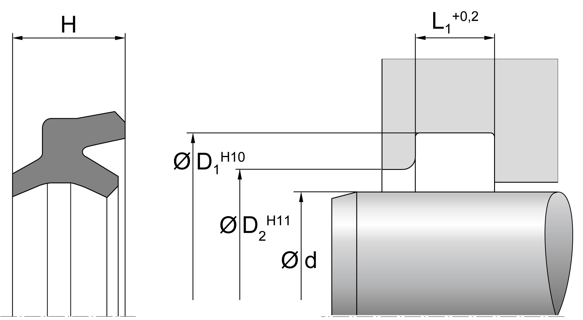 Wipers (DICHTOMATIK) DICHTOMATIK 28x36,6x5,3/6,8 AD48 AU — 28*36,6*5,3/6,8 28×36×36.6 mm (2/2)