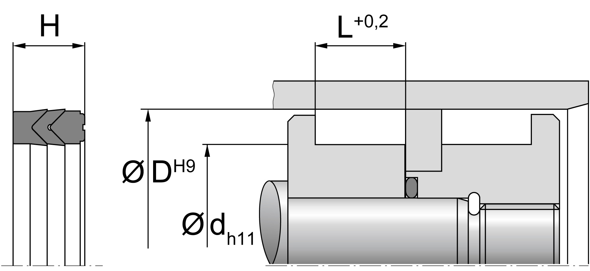 Hydraulic piston seal set (DICHTOMATIK) DICHTOMATIK 100x80x21,2 KDS01 NBR — 100*80*21,2 100×80×21.2 mm (2/2)