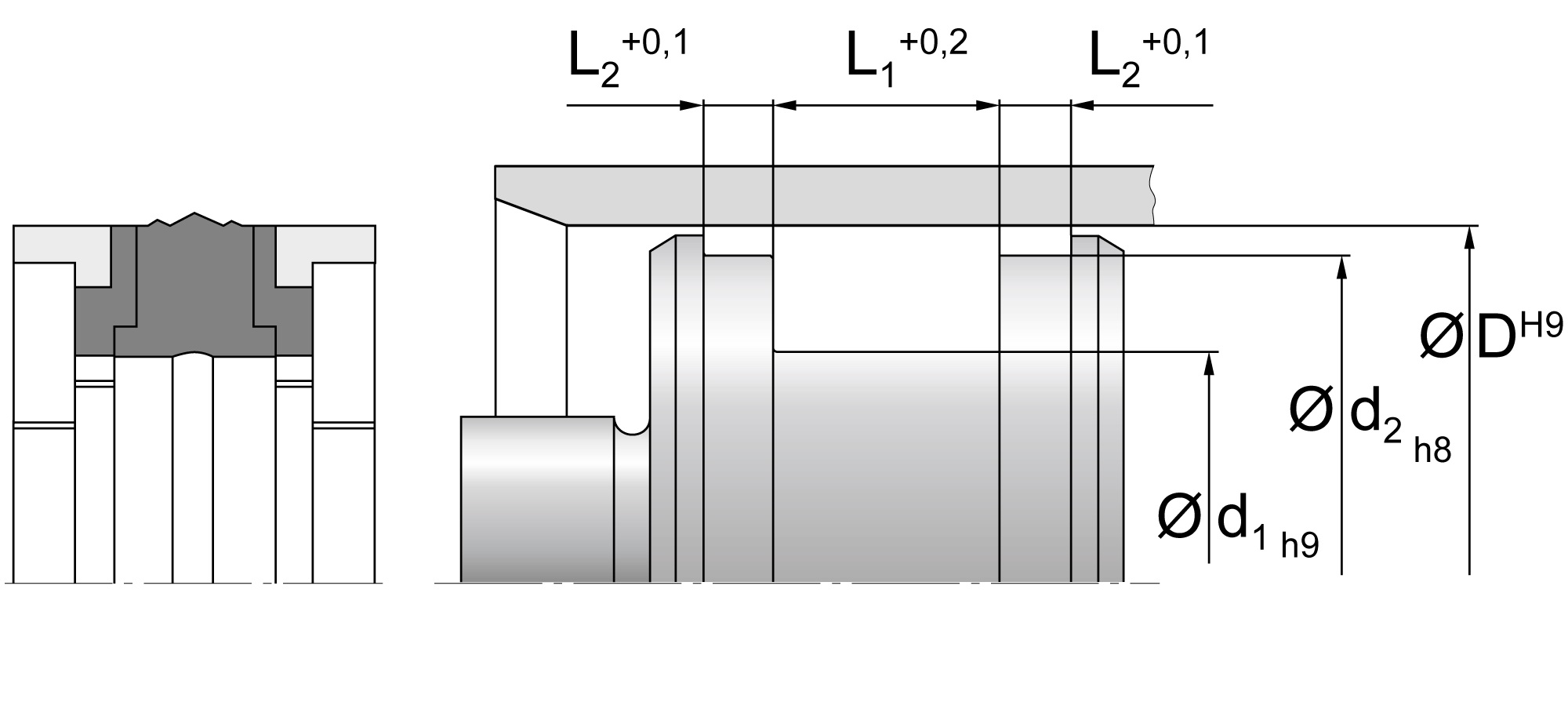 Hydraulic piston seal (DICHTOMATIK) DICHTOMATIK 20x11x13,5 KK03 NBR — 20*11*13,5 20×11×13.50 mm (2/2)