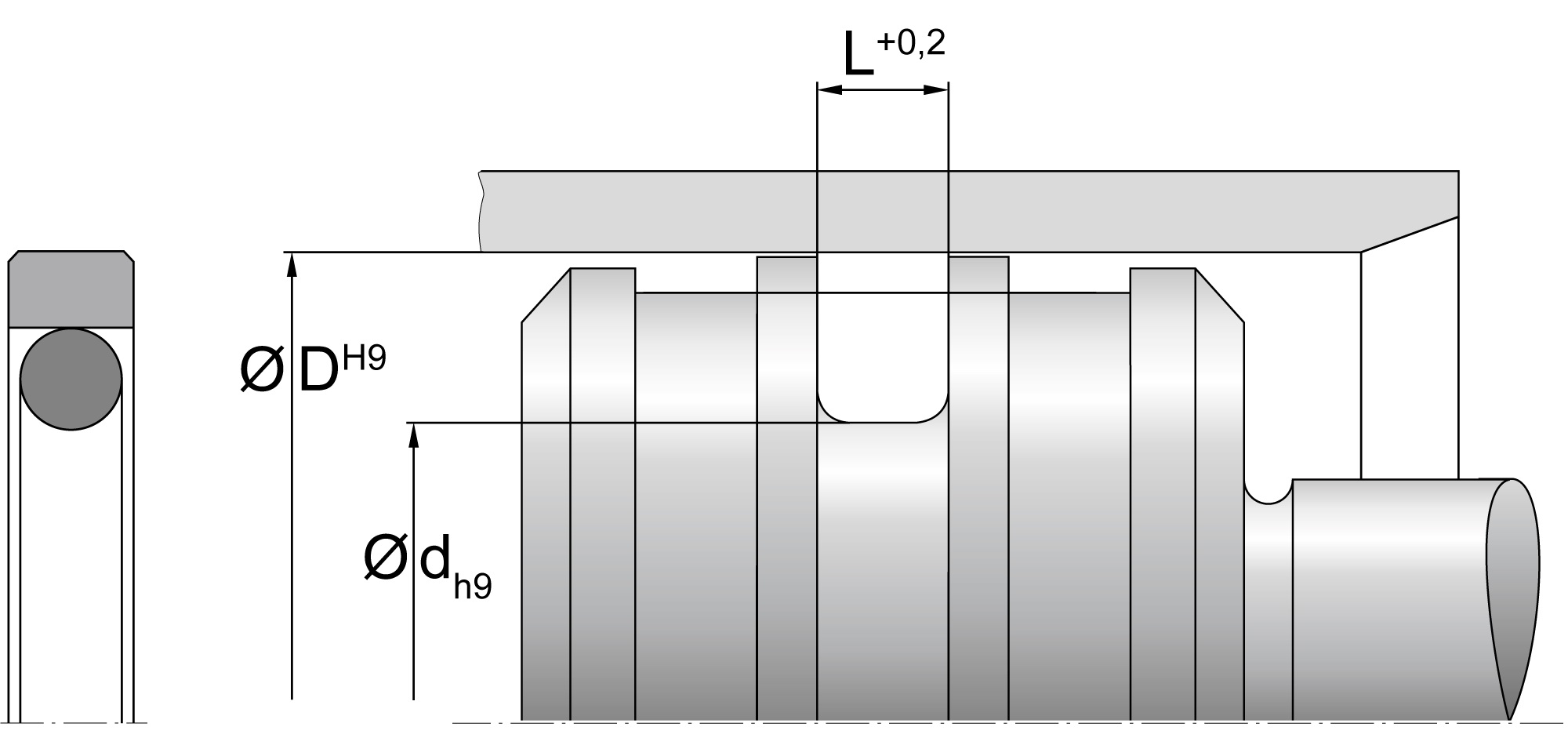 Hydraulic piston seal (DICHTOMATIK) DICHTOMATIK 38x30,5x3,2 KPOR30 PTFE — 38*30,5*3,2 38×30.5×3.2 mm (2/2)