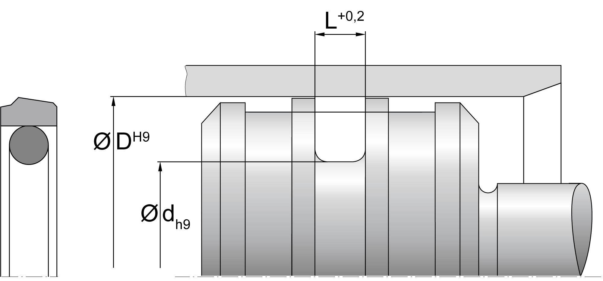 Hydraulic piston seal (DICHTOMATIK) DICHTOMATIK 80x64,9x6,3 KPOR31 PTFE — 80*64,9*6,3 80×64.9×6.3 mm (2/2)
