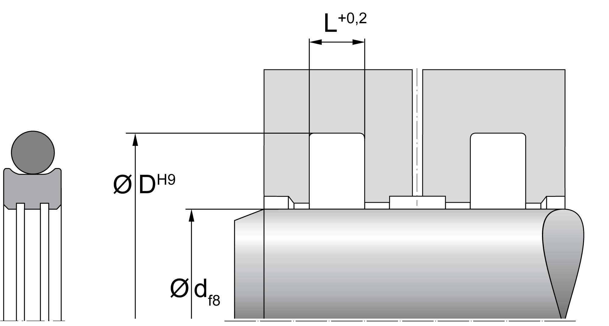 Seals for rotating (DICHTOMATIK) DICHTOMATIK 25x32,5x3,2 RPORI32 PTFE — 25*32,5*3,2 25×32.5×3.20 mm (2/2)