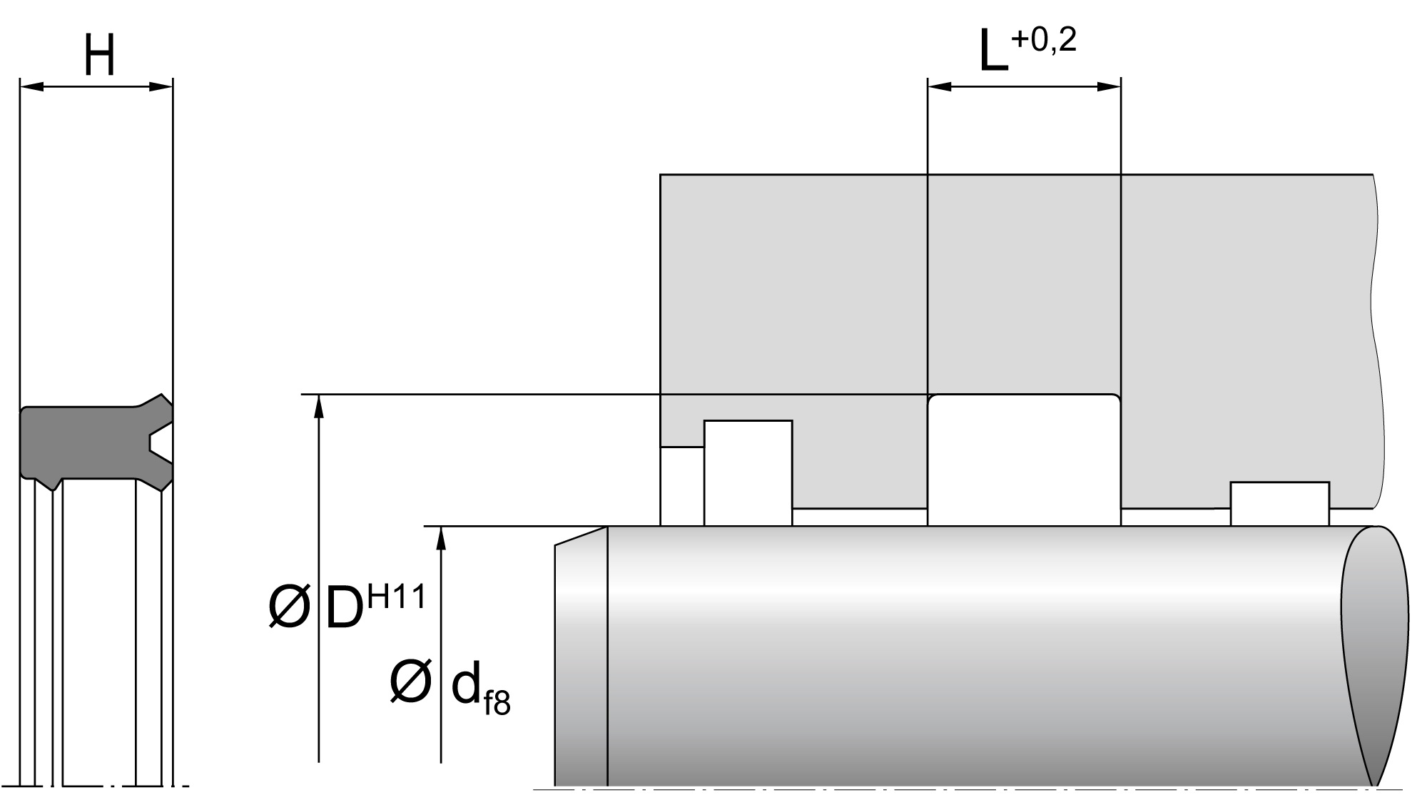 Hydraulic rod seal (DICHTOMATIK) DICHTOMATIK 25x33x5,8 SNI35 AU — 25*33*5,8 25×33×6.30 mm (2/2)