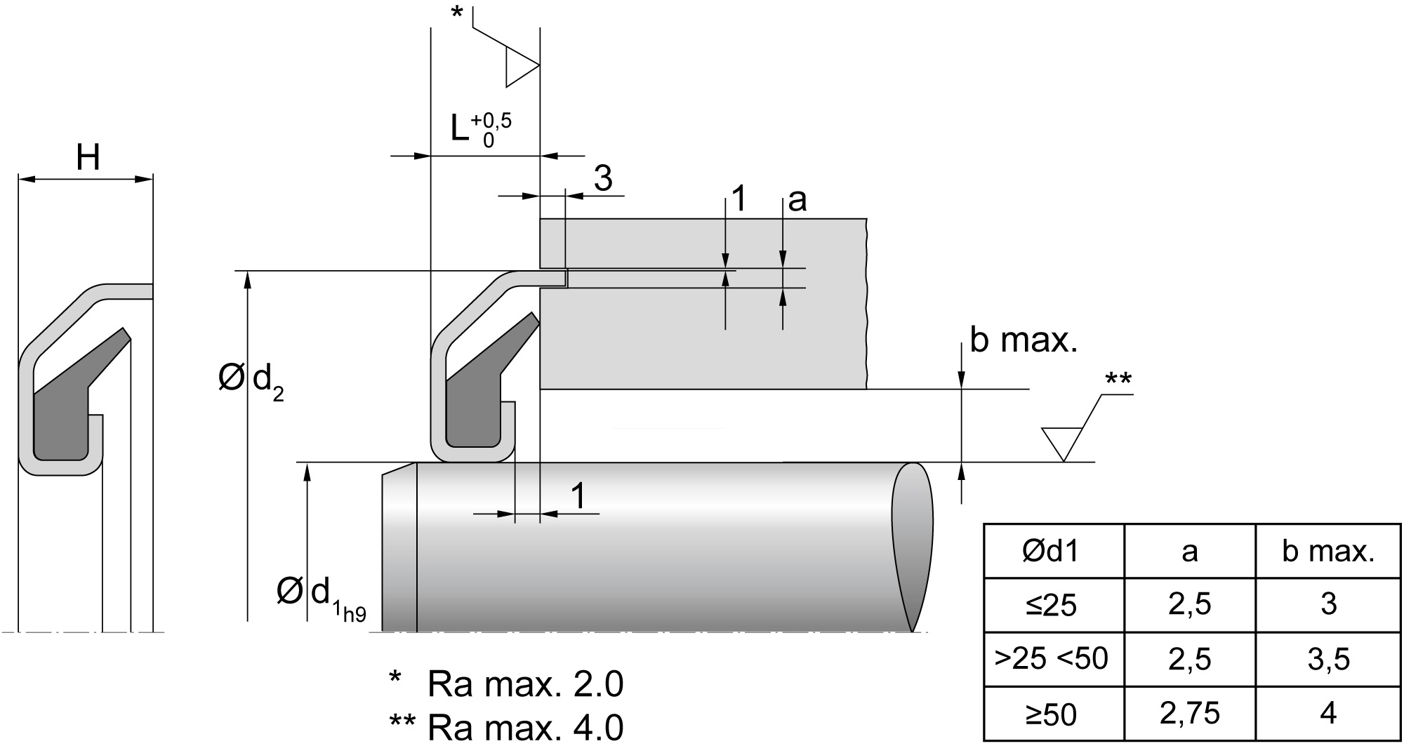 Axial seals (DICHTOMATIK) DICHTOMATIK 25x42x4/6 VRM02 FKM — 25*42*4/6 25×42×4 mm (2/2)