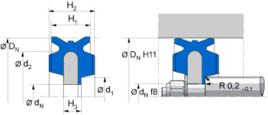 Pneumatic complete piston seal (FREUDENBERG) FREUDENBERG 63x16x9,5 NADUOP NBR — 63*16*9,5 63×16×35.5 mm (2/2)