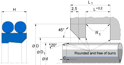 Wipers TEFLON (FREUDENBERG) FREUDENBERG 550x574x14,8 PT1 PTFE/NBR B602 — 550*574*14,8 550×574×14.80 mm (2/2)