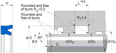 Hydraulic rod seal (FREUDENBERG) FREUDENBERG 110x130x14,6 T22 AU — 110*130*14,6 110×130×14.6 mm (2/2)